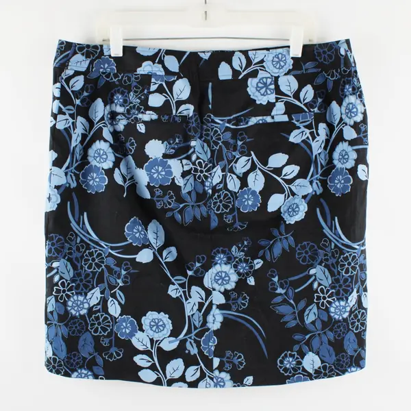 Lane Bryant Women's Size 16 Black Blue Floral Knee-Length Skirt