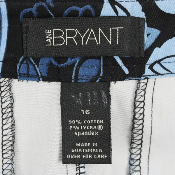Lane Bryant Women's Size 16 Black Blue Floral Knee-Length Skirt