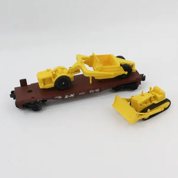 Vintage Lionel L & N Flat Car With Dozer And Scraper 6-9121