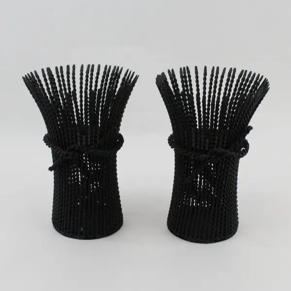 Pair of 9in Black Iron Twisted Wire Taper Candle Holders Rustic Country