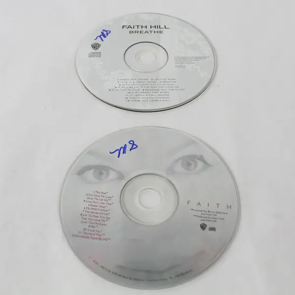 Lot of 2 Vintage Faith Hill CDs Breathe 1999 & Faith 1998 - Pre-Owned
