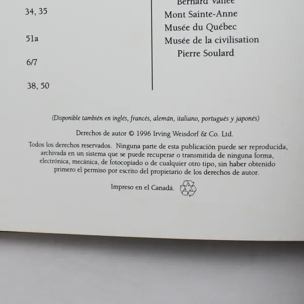 Ciudad de Quebec Edición Español 1996 Irving Weisdorf Paperback - Good Condition