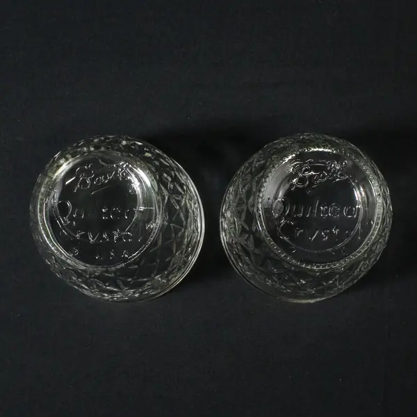Vintage Ball Quilted Crystal Glass Jelly Jars Set of 2 Regular Mouth