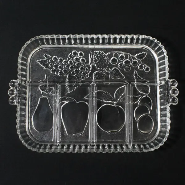 Indiana Glass Vintage 5-Part Divided Clear Glass Fruit Relish Tray