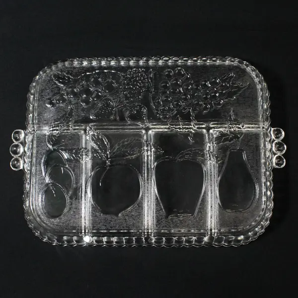 Indiana Glass Vintage 5-Part Divided Clear Glass Fruit Relish Tray