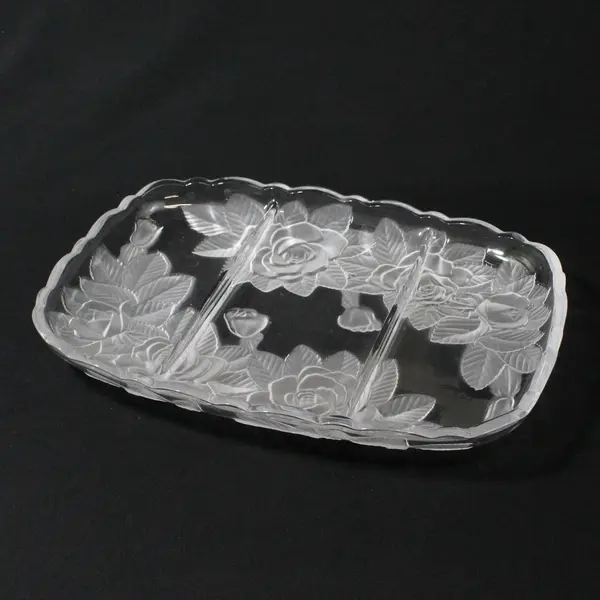 Studio Nova Winter Rose Glass Divided Relish Tray