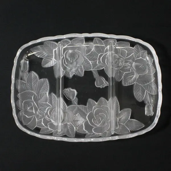 Studio Nova Winter Rose Glass Divided Relish Tray