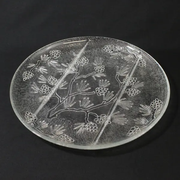 Vintage Indiana Glass Tiara Ponderosa Pine 3-Part Divided Serving Platter