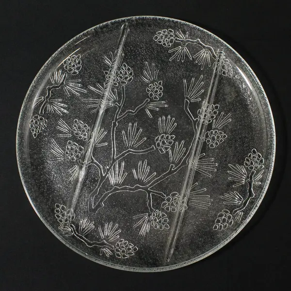Vintage Indiana Glass Tiara Ponderosa Pine 3-Part Divided Serving Platter