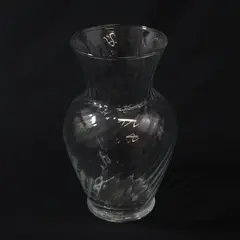 Clear Glass Vase Hourglass Shape Spiral Texture 7 Inch Decorative