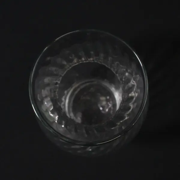Clear Glass Vase Hourglass Shape Spiral Texture 7 Inch Decorative