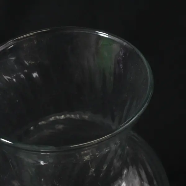 Clear Glass Vase Hourglass Shape Spiral Texture 7 Inch Decorative