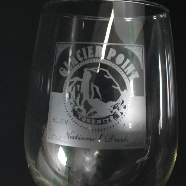 Yosemite National Park Glacier Point Etched Stemmed Crystal Wine Glass