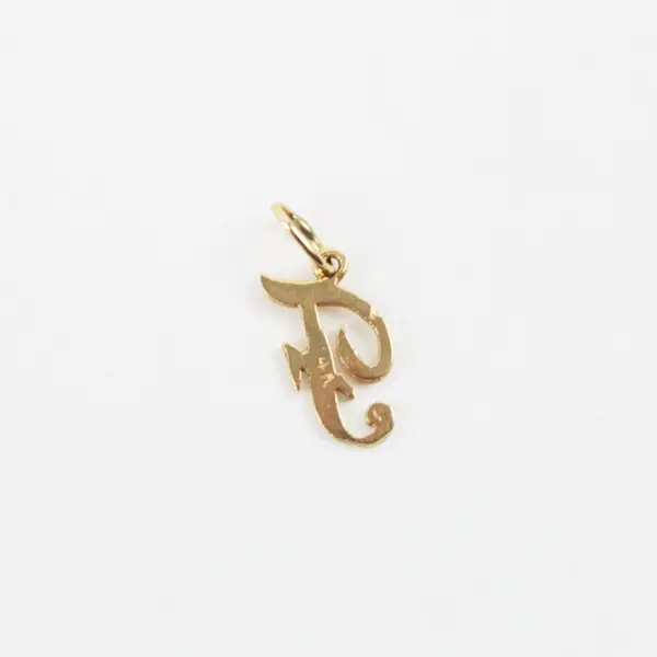 14K Yellow Gold F Initial Pendant 1/2 Inch 0.4g