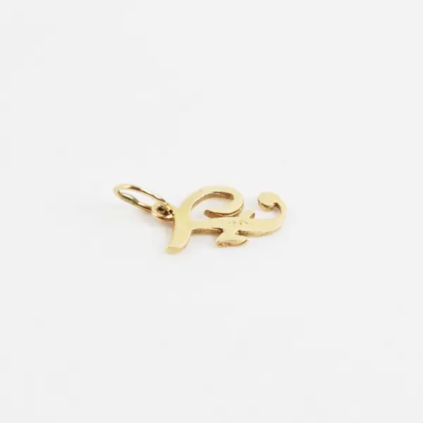 14K Yellow Gold F Initial Pendant 1/2 Inch 0.4g