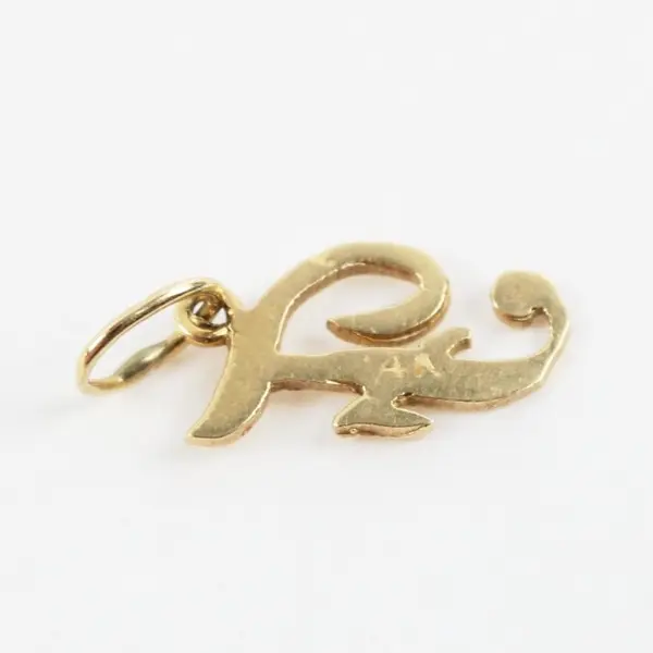 14K Yellow Gold F Initial Pendant 1/2 Inch 0.4g