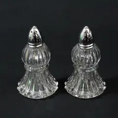 Vintage IRICE Fluted Glass Salt & Pepper Shakers Pair