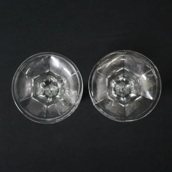 Pair Clear Glass Octagon Taper Candle Holders 8.5in