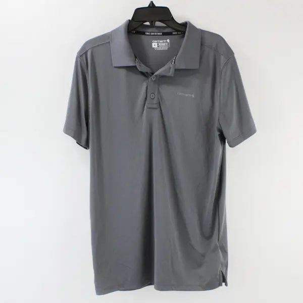 Carhartt Men's Gray Relaxed Fit Polo Shirt Medium