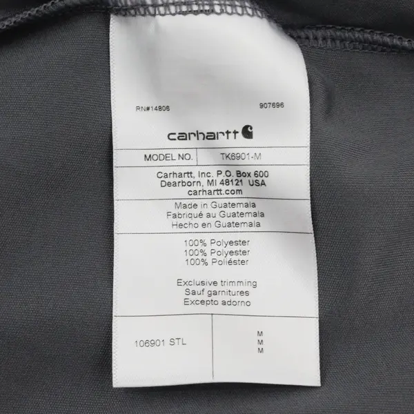 Carhartt Men's Gray Relaxed Fit Polo Shirt Medium