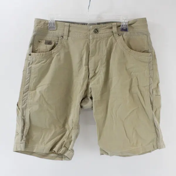 KUHL Men's Beige Flat-Front Shorts Size 34 Casual