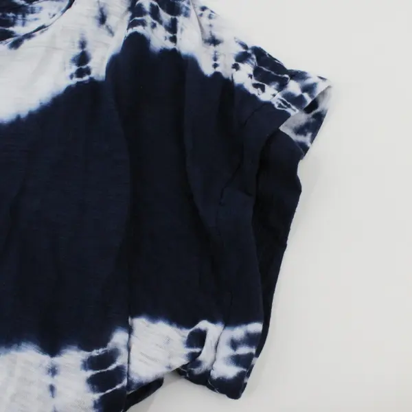 Lucky Brand Women's Large Navy White Tie-Dye Short Sleeve Top