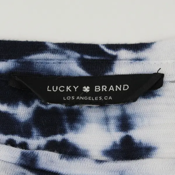 Lucky Brand Women's Large Navy White Tie-Dye Short Sleeve Top
