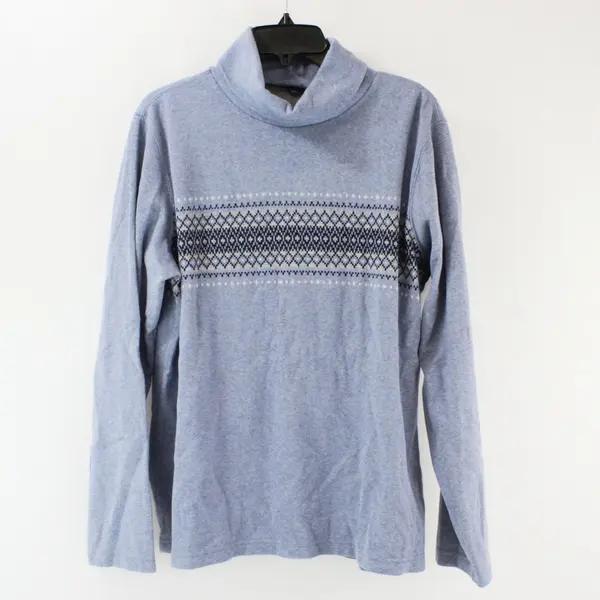 Lands' End Men's Turtleneck Sweater M Light Blue Gray 100% Cotton D-KN1012