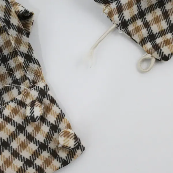 A New Day Women's Large Black Beige Plaid Trumpet Sleeve Top FLAWED