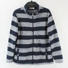 Croft & Barrow Women's XL Blue Gray Striped Zip-Up Jacket