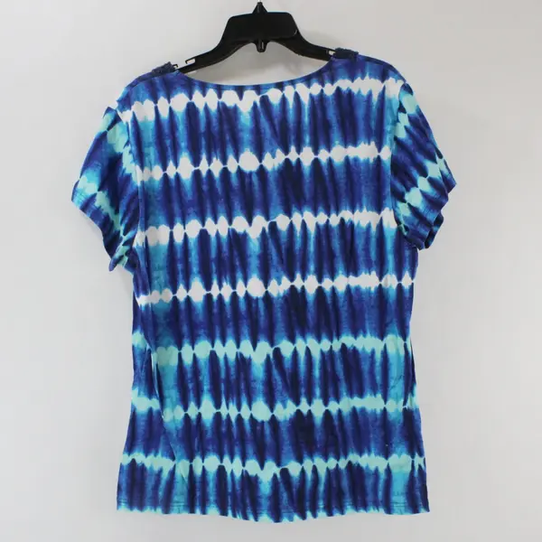Classic Elements Women's XL Blue White Tie-Dye Top