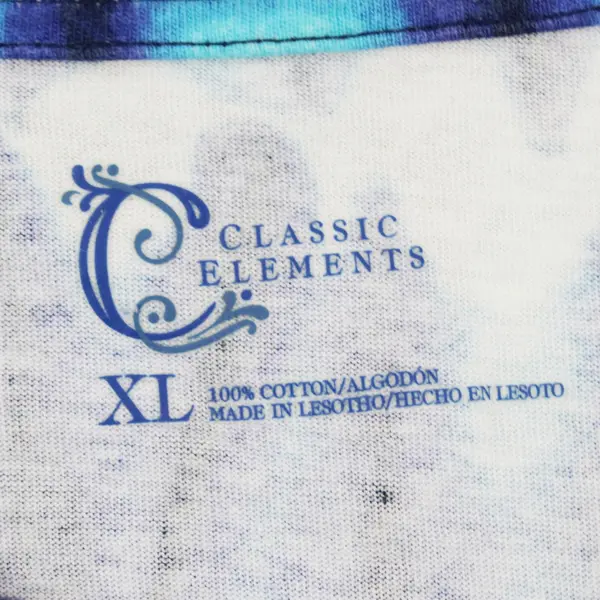 Classic Elements Women's XL Blue White Tie-Dye Top