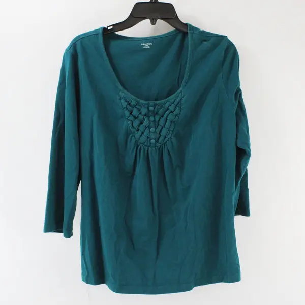 St. John's Bay Women's XL Forest Green 3/4 Sleeve Top
