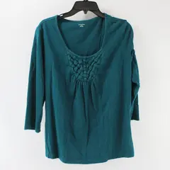 St. John's Bay Women's XL Forest Green 3/4 Sleeve Top