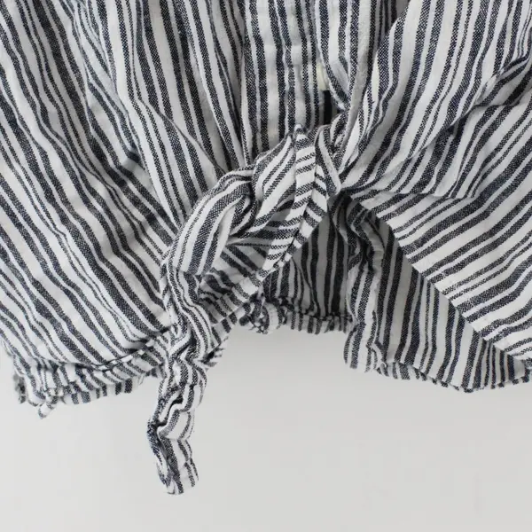 Time and True Women's 3X 22 Gray White Striped Button Front Top