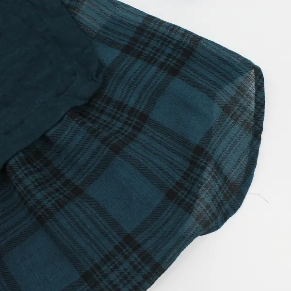 Chenault Women's M Forest Green Plaid Hem Long Sleeve Top