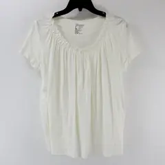 Hanes Women's Large White Ruffled Top Pre-Owned