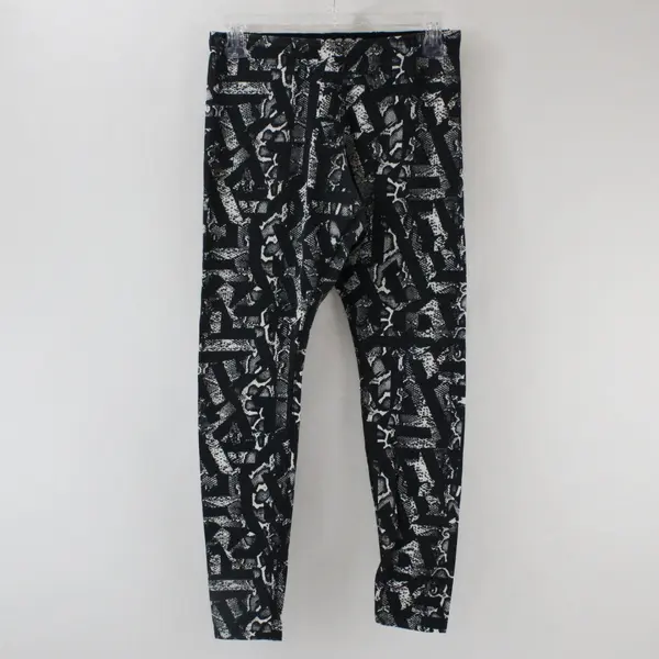 Nike Women's Medium Activewear Leggings Black White Abstract Geometric Print