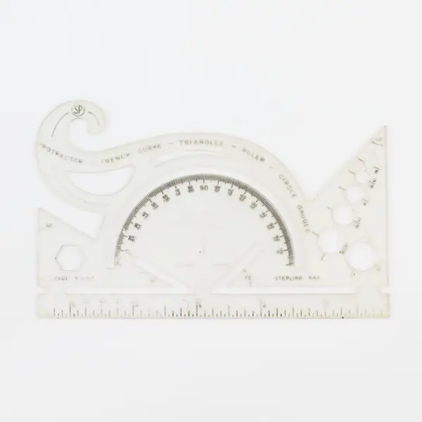 VTG SP Sterling #544 Multipurpose Ruler W/Protractor Triangle French Curve 