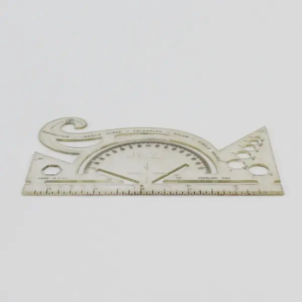VTG SP Sterling #544 Multipurpose Ruler W/Protractor Triangle French Curve 