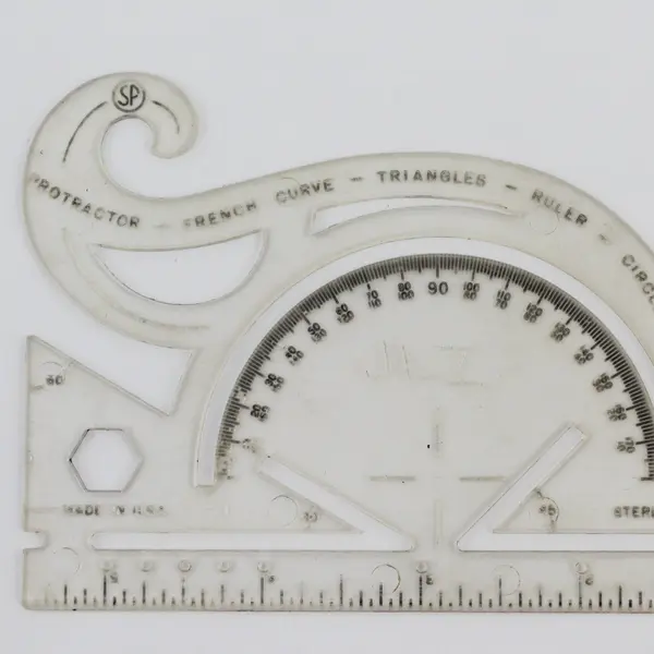 VTG SP Sterling #544 Multipurpose Ruler W/Protractor Triangle French Curve 
