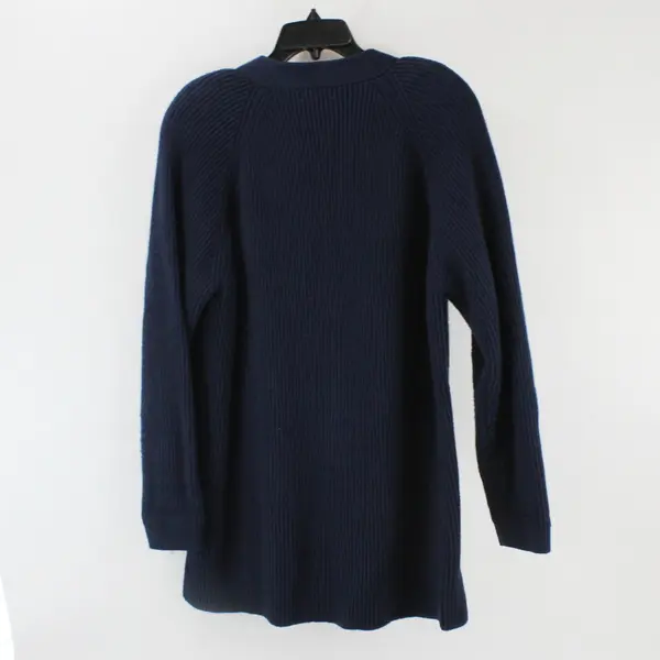 Yarnworks Women's 100% Acrylic Navy Blue Button Front Cardigan Large