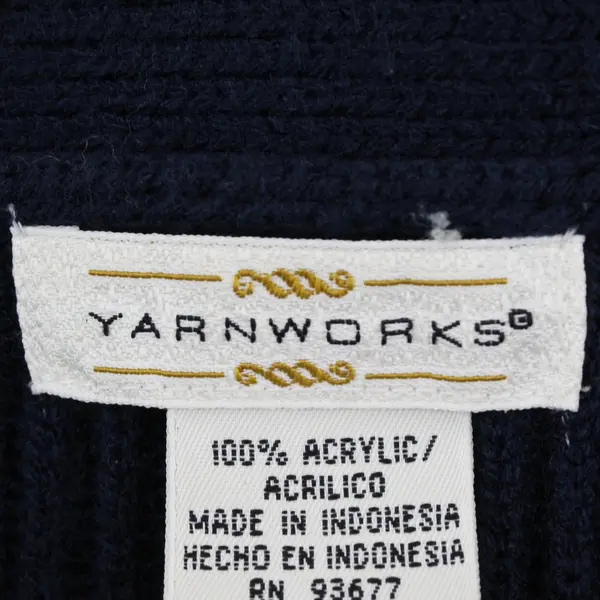 Yarnworks Women's 100% Acrylic Navy Blue Button Front Cardigan Large