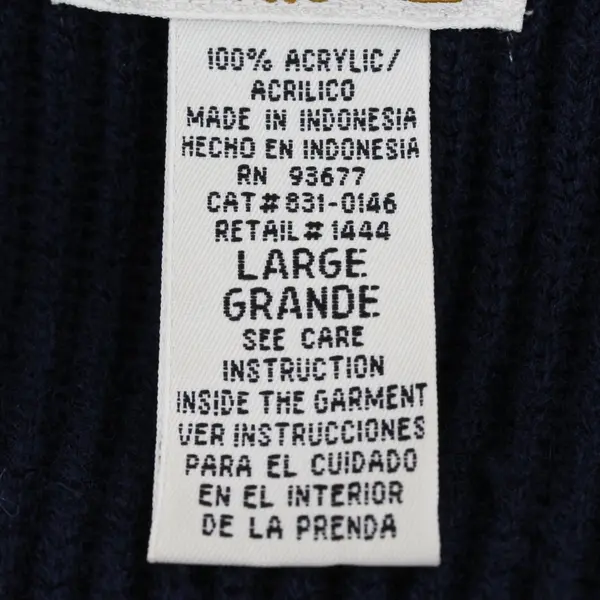 Yarnworks Women's 100% Acrylic Navy Blue Button Front Cardigan Large