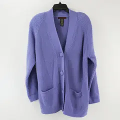 Yarnworks Women's Periwinkle Purple 100% Acrylic Cardigan Large Button Front