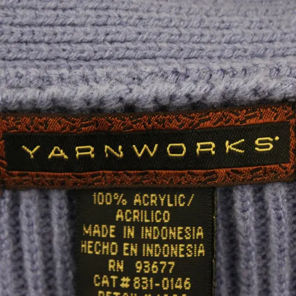 Yarnworks Women's Periwinkle Purple 100% Acrylic Cardigan Large Button Front