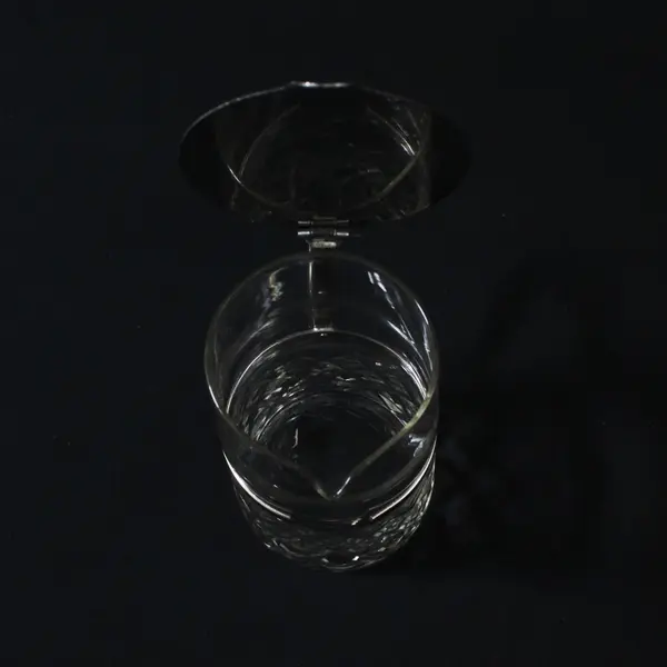 Clear Pressed Glass Syrup Milk Water Pitcher Metal Rim 4 Inch