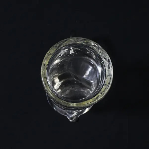 Clear Pressed Glass Syrup Milk Water Pitcher Metal Rim 4 Inch