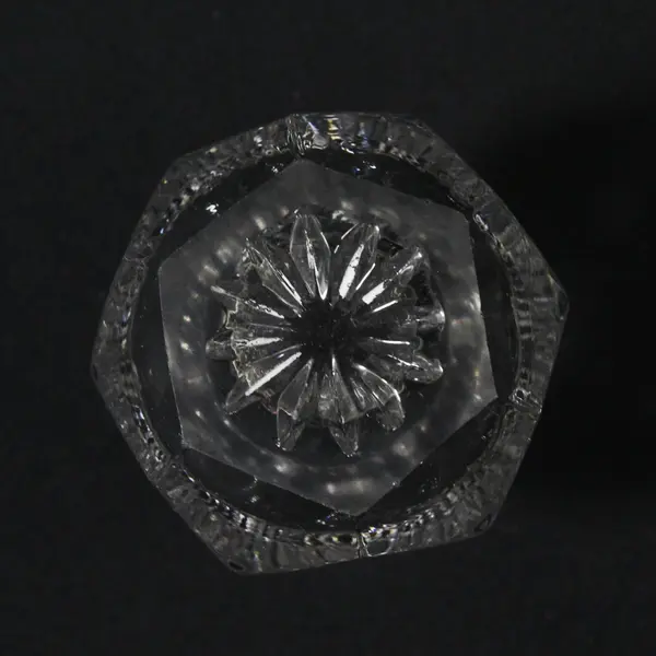 Pressed Glass Toothpick Holder Bud Vase Faceted Scalloped Rim 2.75 in