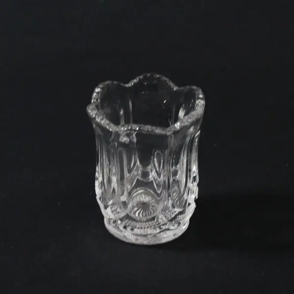 Vintage Clear Glass EAPG Toothpick Holder 2.5in Scalloped Rim